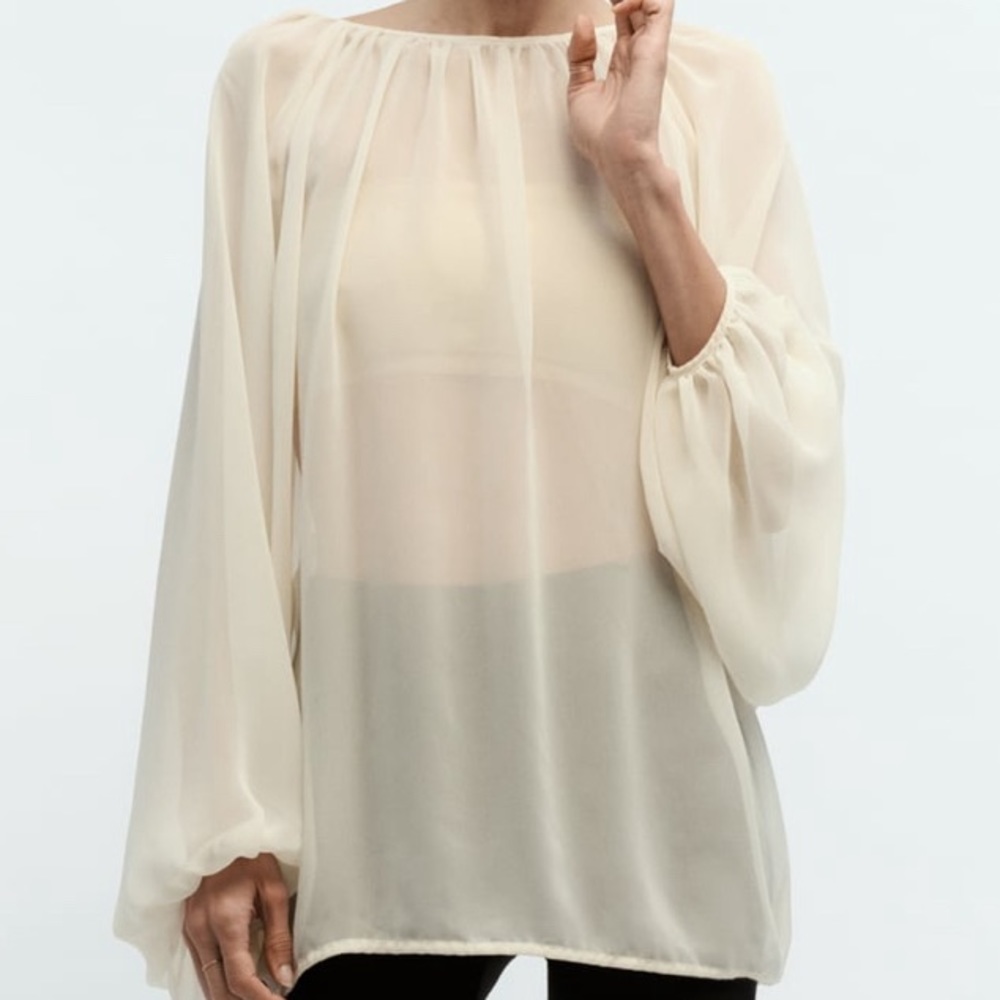 Zara Sheer Open Back Top - Picture 3 of 13